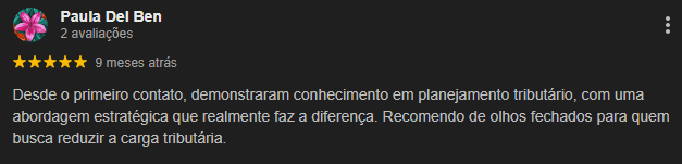 Avaliação de Paula Del Ben — 5 estrelas